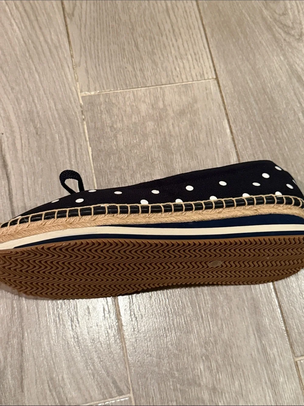 Tory Burch Navy Polka Dot Espadrille Slip-On